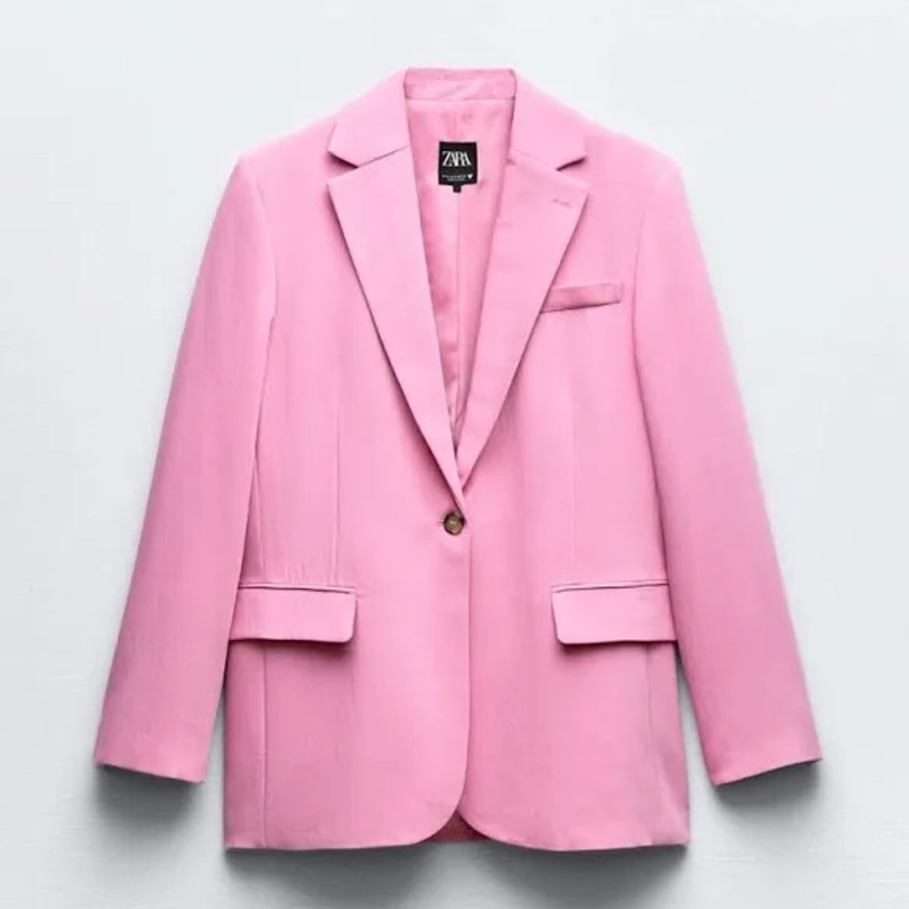 Zara Pink Single-Button Blazer